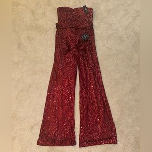 Beautiful Lulu burgundy sequined jumpsuit